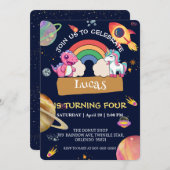 Schattigee eenhoorn dinosaurus regenboog ruimte ve kaart (Voorkant / Achterkant)