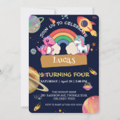 Schattigee eenhoorn dinosaurus regenboog ruimte ve kaart (Voorkant)