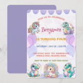 Schattigee eenhoorn Dinosaurus regenboog vriend Ve Kaart (Voorkant / Achterkant)