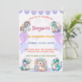 Schattigee eenhoorn Dinosaurus regenboog vriend Ve Kaart (Staand voorkant)