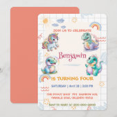 Schattigee eenhoorn Dinosaurus regenboog vrienden  Kaart (Voorkant / Achterkant)