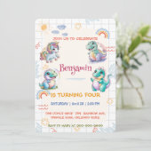 Schattigee eenhoorn Dinosaurus regenboog vrienden  Kaart (Staand voorkant)