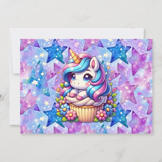 Schattigee Eenhoorn en Cupcake Kinderfoto Verjaard Kaart (Achterkant)