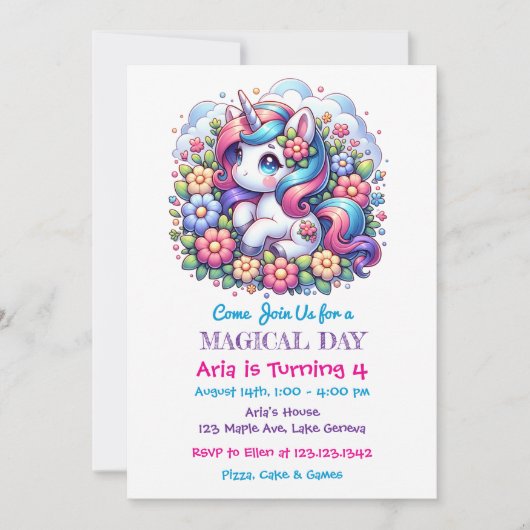 Schattigee eenhoorn en de verjaardag van het kind kaart (Voorkant)