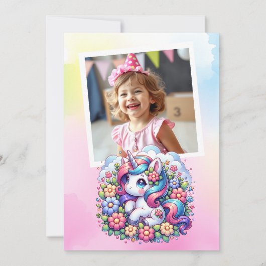 Schattigee eenhoorn en de verjaardag van het kind kaart (Achterkant)