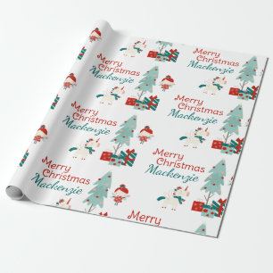 Schattigee Eenhoorn en Fairy Custom Name Merry Chr Cadeaupapier