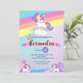 Schattigee eenhoorn en kleurrijke regenboog verjaa kaart (Staand voorkant)