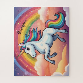Schattigee eenhoorn en regenboog gepersonaliseerd legpuzzel