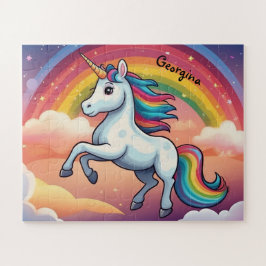 Schattigee eenhoorn en regenboog gepersonaliseerd legpuzzel
