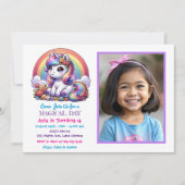 Schattigee eenhoorn en regenboog kind foto verjaar kaart (Voorkant)