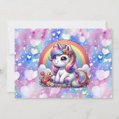 Schattigee eenhoorn en regenboog kind foto verjaar kaart (Achterkant)