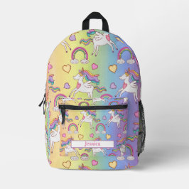 Schattigee eenhoorn en regenboog thema bedrukte rugzak