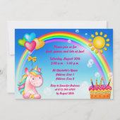 Schattigee eenhoorn en regenboog verjaardagsfeest kaart (Achterkant)