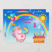 Schattigee eenhoorn en regenboog verjaardagsfeest kaart (Voorkant / Achterkant)