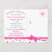 Schattigee Eenhoorn en Roze Snoep Sprinkles Verjaa Briefkaart (Achterkant)