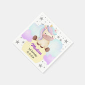 Schattigee Eenhoorn en Zilveren Sterren Verjaardag Servet (Hoek)