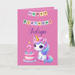 Schattigee eenhoorn familie foto 2e verjaardagskaa bedankkaart