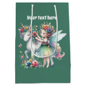 Schattigee eenhoorn fee aanpasbaar Grote Gift Bag Medium Cadeauzakje (Achterkant)