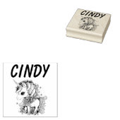 SCHATTIGEE EENHOORN GEPERSONALISEERDE NAAM RUBBER  RUBBERSTEMPEL (Gestempeld)