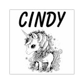 SCHATTIGEE EENHOORN GEPERSONALISEERDE NAAM RUBBER  RUBBERSTEMPEL (Afrduk)