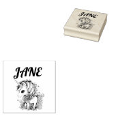 SCHATTIGEE EENHOORN GEPERSONALISEERDE NAAM RUBBER  RUBBERSTEMPEL (Gestempeld)