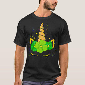 Schattigee eenhoorn gezicht Ierse Shamrock St Patr T-shirt
