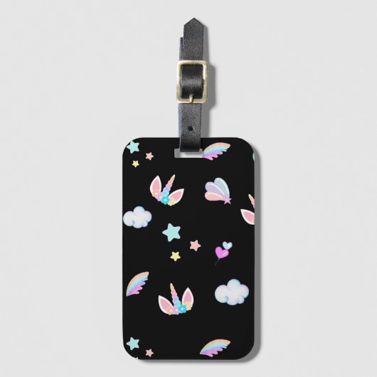 Schattigee Eenhoorn gezicht regenboog gradiënt ver Bagagelabel (Voorkant (verticaal))