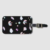 Schattigee Eenhoorn gezicht regenboog gradiënt ver Bagagelabel (Voorkant (horizontaal))