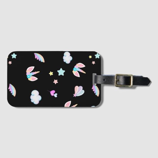 Schattigee Eenhoorn gezicht regenboog gradiënt ver Bagagelabel (Voorkant (horizontaal))