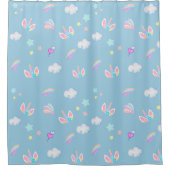 Schattigee Eenhoorn gezicht regenboog gradiënt ver Douchegordijn (Voorkant)