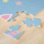 Schattigee Eenhoorn gezicht regenboog gradiënt ver Legpuzzel (Zijkant)