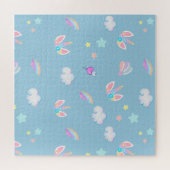 Schattigee Eenhoorn gezicht regenboog gradiënt ver Legpuzzel (Horizontaal)