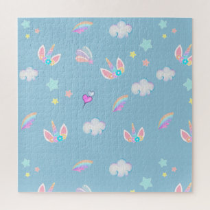 Schattigee Eenhoorn gezicht regenboog gradiënt ver Legpuzzel