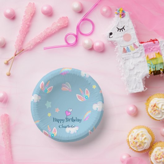 Schattigee Eenhoorn gezicht regenboog gradiënt ver Papieren Kommen (Feest)