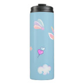 Schattigee Eenhoorn gezicht regenboog gradiënt ver Thermosbeker (Voorkant)