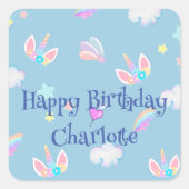 Schattigee Eenhoorn gezicht regenboog gradiënt ver Vierkante Sticker (Voorkant)