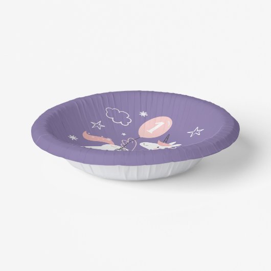 Schattigee Eenhoorn Girly Paarse en Roze verjaarda Papieren Kommen (Gebogen)