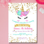 Schattigee eenhoorn gouden glitter meisje magische kaart