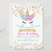 Schattigee eenhoorn gouden glitter meisje magische kaart (Voorkant)