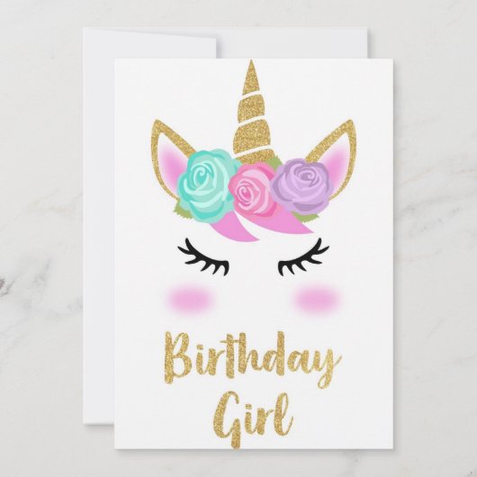 Schattigee eenhoorn gouden glitter meisje magische kaart (Achterkant)