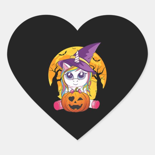 Schattigee eenhoorn halloween heks vrouwen peuter hart sticker (Voorkant)
