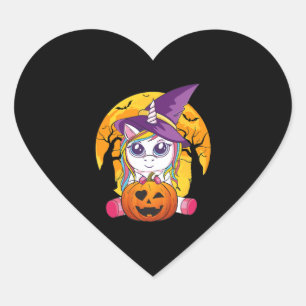 Schattigee eenhoorn halloween heks vrouwen peuter hart sticker