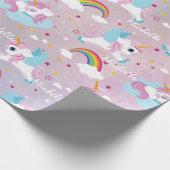 Schattigee eenhoorn Happy Birthday roze girly Cadeaupapier (Hoek)