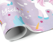 Schattigee eenhoorn Happy Birthday roze girly Cadeaupapier (Rol Hoek)