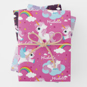 Schattigee eenhoorn Happy Birthday roze girly Inpakpapier Vel (In situ)