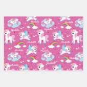 Schattigee eenhoorn Happy Birthday roze girly Inpakpapier Vel (Voorkant)