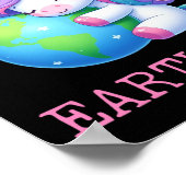 Schattigee Eenhoorn Happy Earth Day Groovy Vrouwen Poster (Hoek)