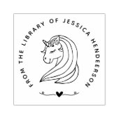 Schattigee Eenhoorn Hart Aangepaste Naam Bibliothe Rubberstempel (Afrduk)