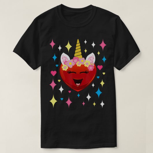 Schattigee eenhoorn hart grappige Valentijnsdag T-shirt (Design voorkant)