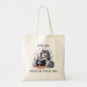 Schattigee eenhoorn heks Halloween Trick or treat Tote Bag